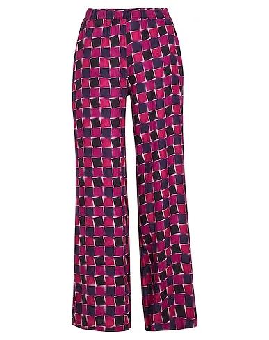 Deep purple Casual pants PRINTED LINEN PULL-ON PANTS
