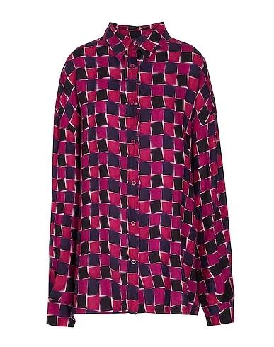 Deep purple Checked shirt PRINTED LINEN OVERSIZE SHIRT
