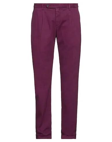Deep purple Cotton twill Casual pants
