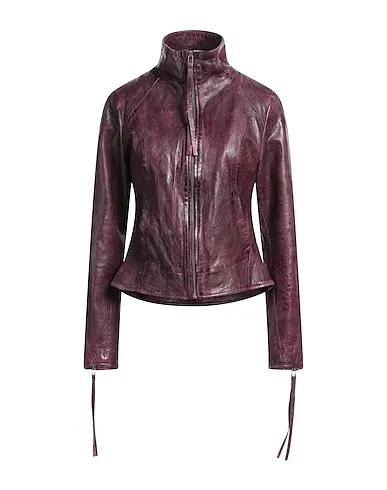 Deep purple Leather Biker jacket
