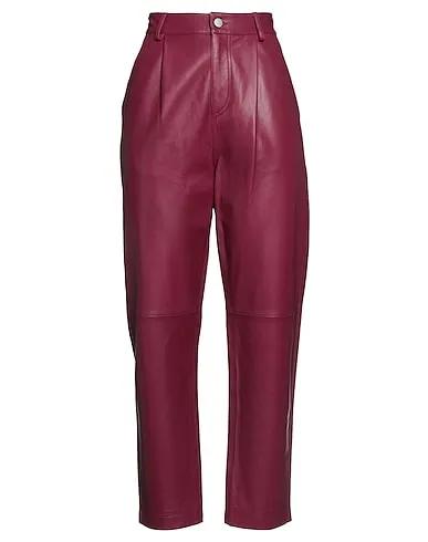 Deep purple Leather Casual pants