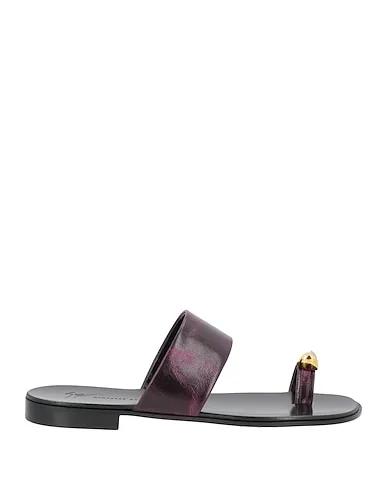 Deep purple Leather Flip flops