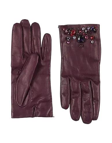 Deep purple Leather Gloves