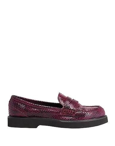 Deep purple Leather Loafers PYTHON LEATHER PENNY LOAFER