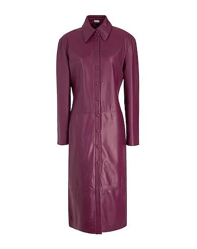 Deep purple Leather Midi dress LEATHER MIDI CHEMISIER DRESS
