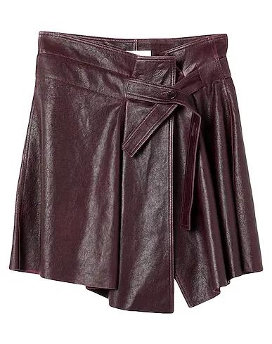 Deep purple Leather Midi skirt