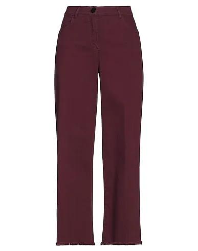 Deep purple Plain weave Cropped pants & culottes