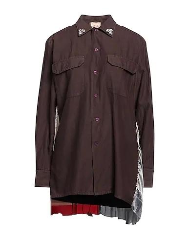Deep purple Plain weave Patterned shirts & blouses