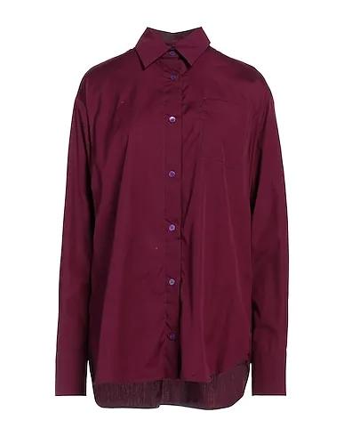 Deep purple Plain weave Solid color shirts & blouses