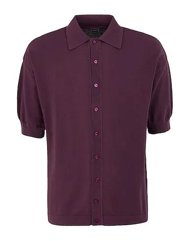 Deep purple Solid color shirt COTTON OVERSIZE KNIT S/SLEEVES SHIRT
