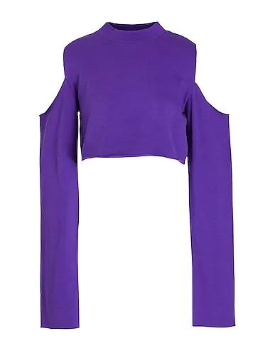 Deep purple Sweatshirt ORGANIC COTTON SHOULDER CUT-OUT SWEATSHIRT