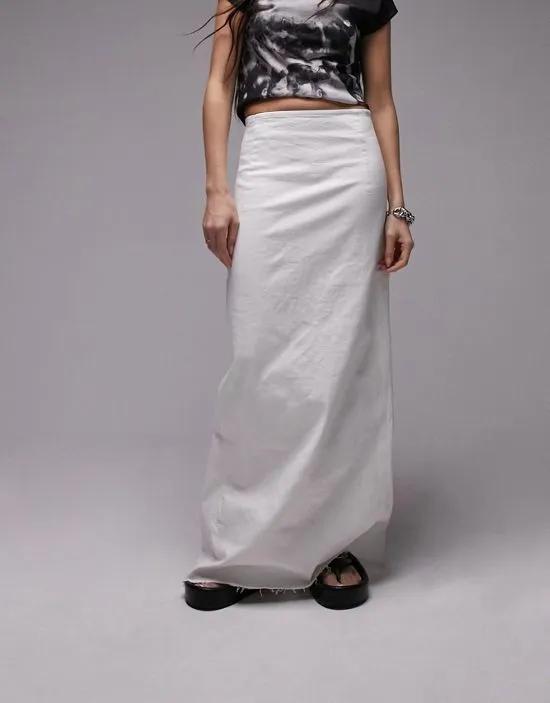 denim comfort stretch maxi skirt in white