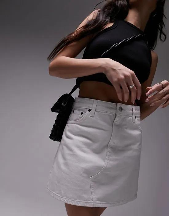 denim high waist skirt in white