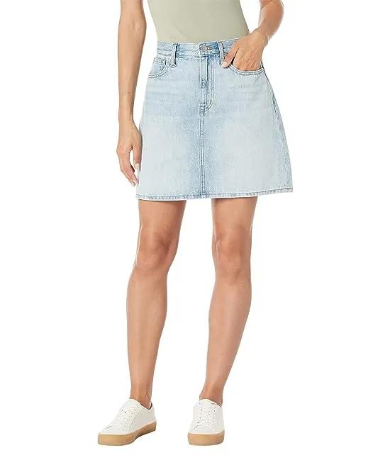 Denim High-Waist Straight Mini Skirt in Fitzgerald Wash