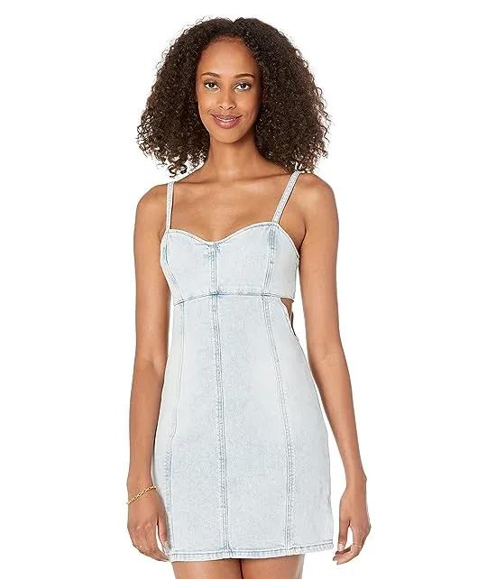 Denim Mini Dress with Seaming and Cutout Detail in Payback