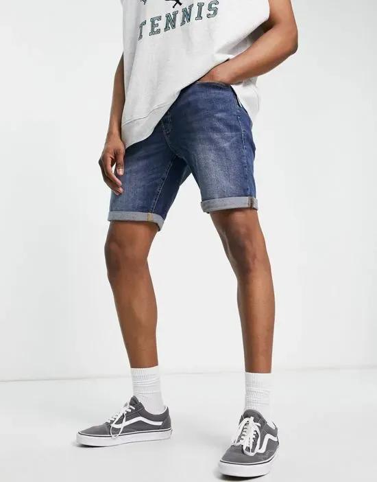 denim shorts in slim fit in mid blue
