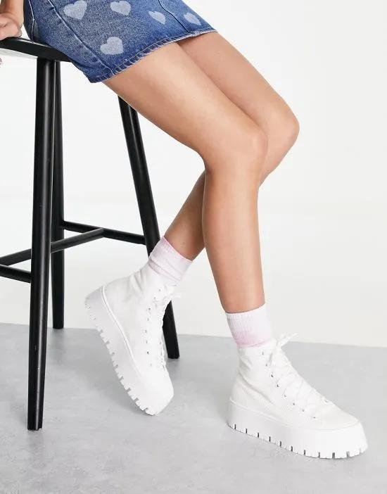Detra chunky high top sneakers in white sequin