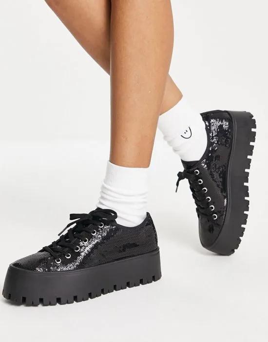 Devoted chunky sneakers in black sequin