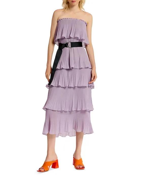 Dewave Pleated Ruffled Strapless Convertible Dress