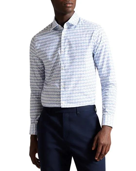 Dibbin Long Sleeve Slim Fit Micro Leaf Shirt