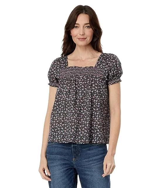 Ditsy Foral Square Neck Peasant Top