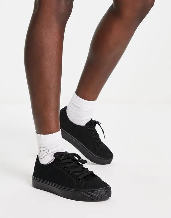 Dizzy lace up sneakers in black drench