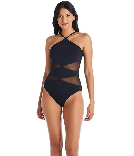 Don't Mesh with Me Hi-Neck One-Piece