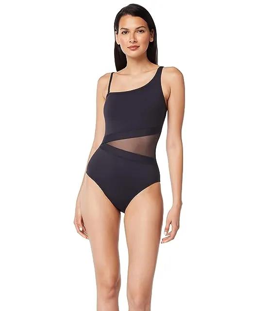 Don't Mesh with Me One Shoulder Mio One-Piece