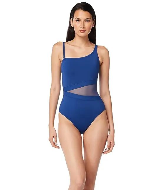 Don't Mesh with Me One Shoulder Mio One-Piece