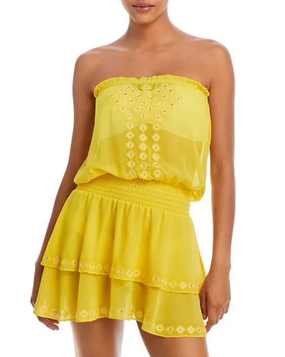 Donna Embellished Strapless Mini Dress Swim Cover-Up