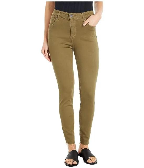 Donna High-Rise Ankle Skinny with Raw Hem in Olive
