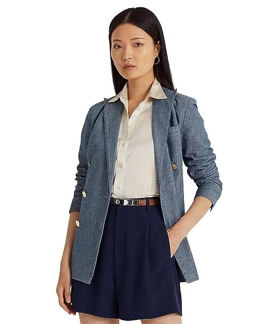 Double-Breasted Chambray Blazer
