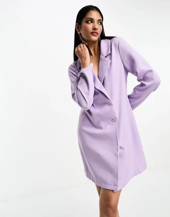 double breasted mini blazer dress in lilac