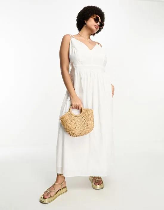 double cami strap detailed maxi dress in white