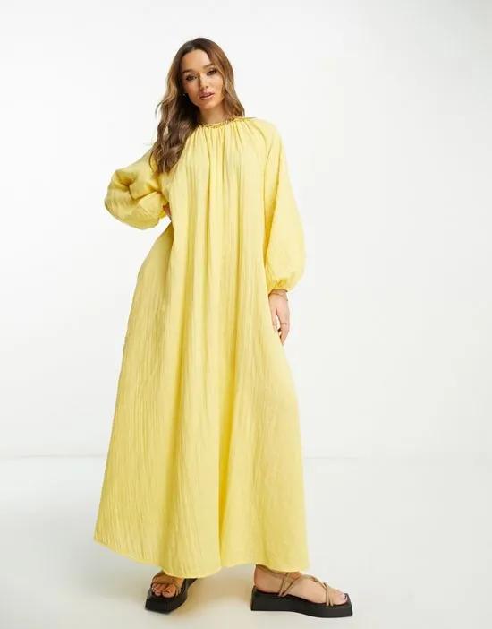 double cloth trapeze maxi dress in yellow