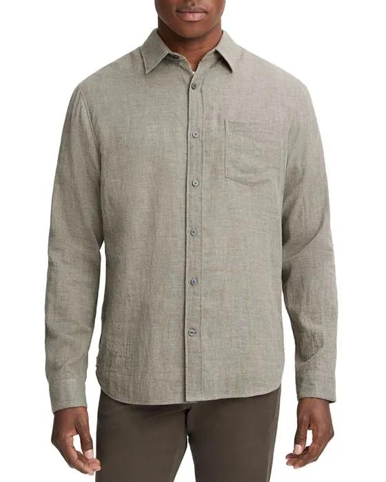 Double Face Long Sleeve Button Front Shirt