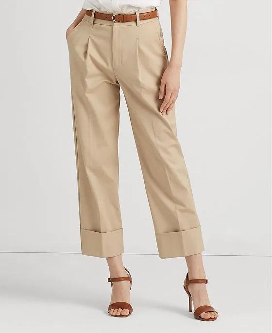 Double-Faced Stretch Cotton Ankle Pants