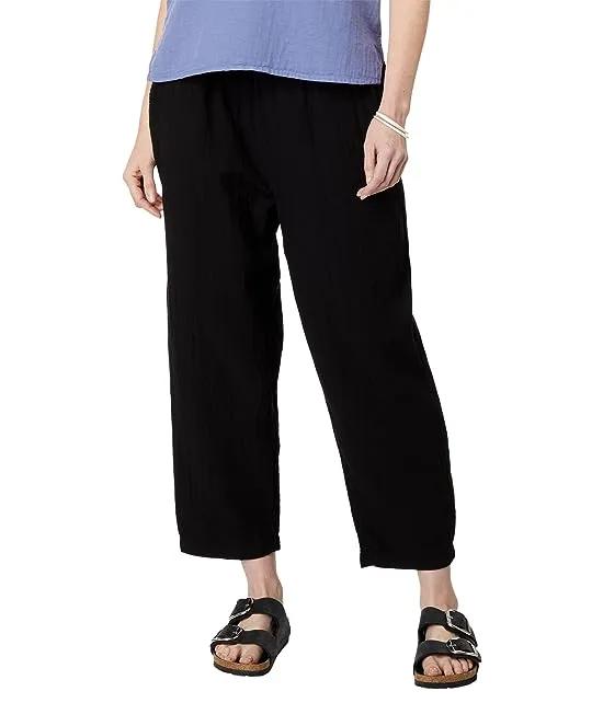 Double Layer Gauze Easy-Fit Cropped Trousers
