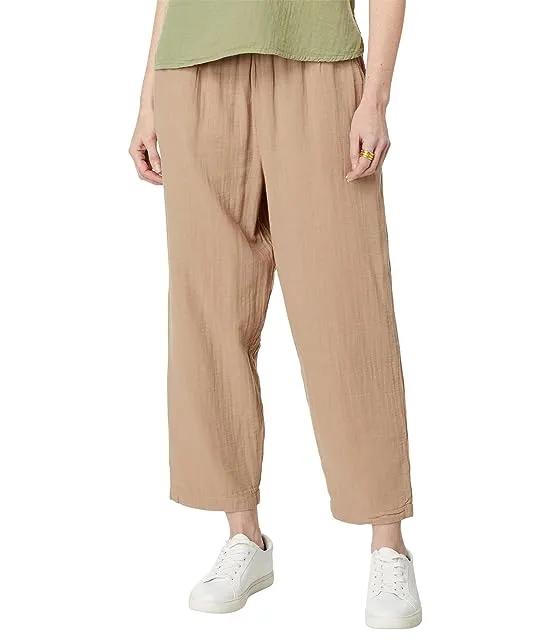 Double Layer Gauze Easy-Fit Cropped Trousers