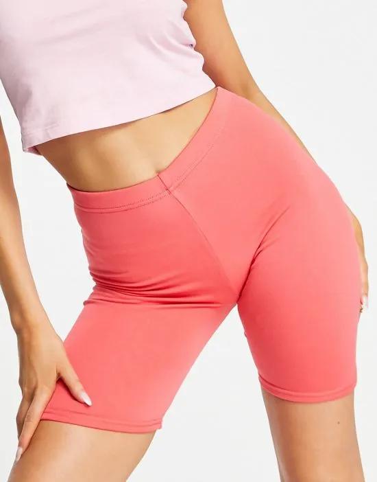 double layer slinky legging shorts in coral