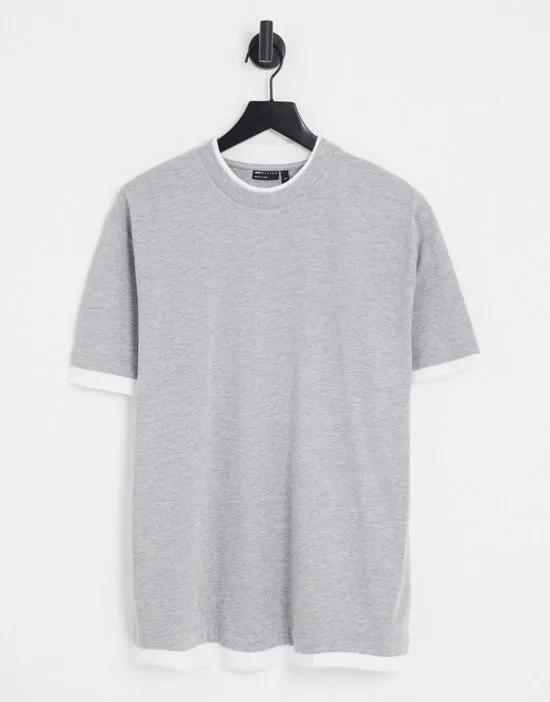 double layer t-shirt in gray heather