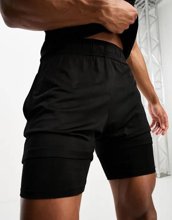double layer training shorts in black - part of a set