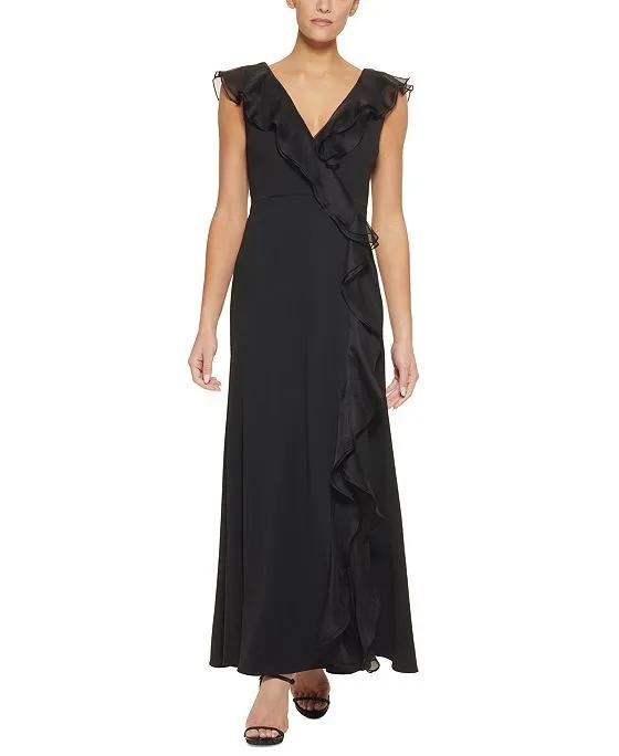 Double-Ruffled Surplice Gown