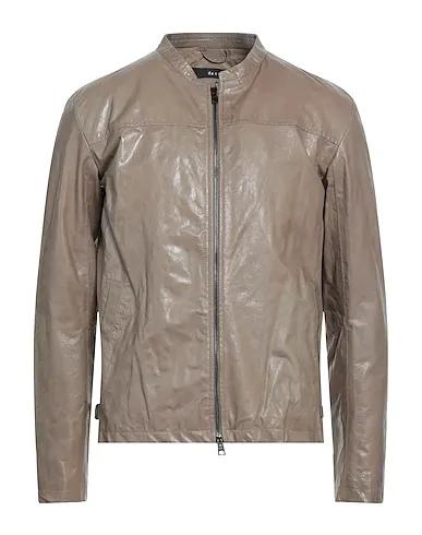 Dove grey Leather Biker jacket