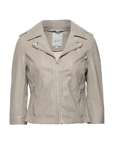 Dove grey Leather Biker jacket
