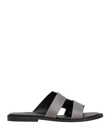 Dove grey Leather Sandals RUBBER LEATHER DOUBLE-STRAP SANDAL