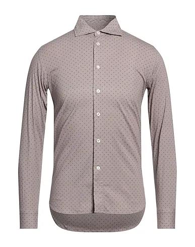 Dove grey Plain weave Patterned shirt
