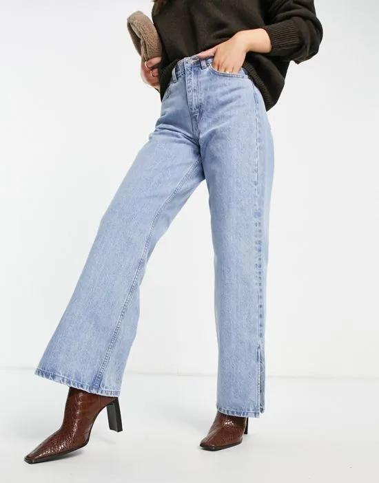 Dr Denim Echo sky high wide leg jeans with side slit in light retro