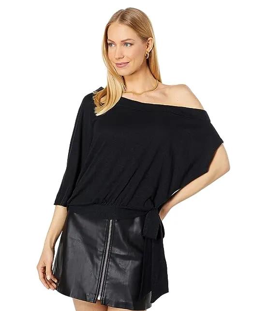 Draped One Shoulder Knit Top