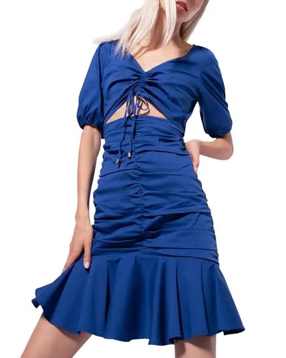 Drawstring Cutout Ruched Dress